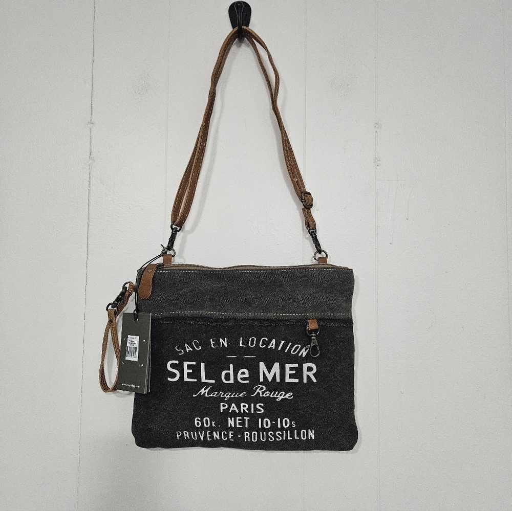 NWT Myra Bag upcycled canvas and leather crossbody